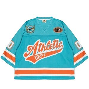 NEW WATSON ATHLETIC DEPARTMENT CROPPED FOOTBALL JERSEY (TEAL) SMALL